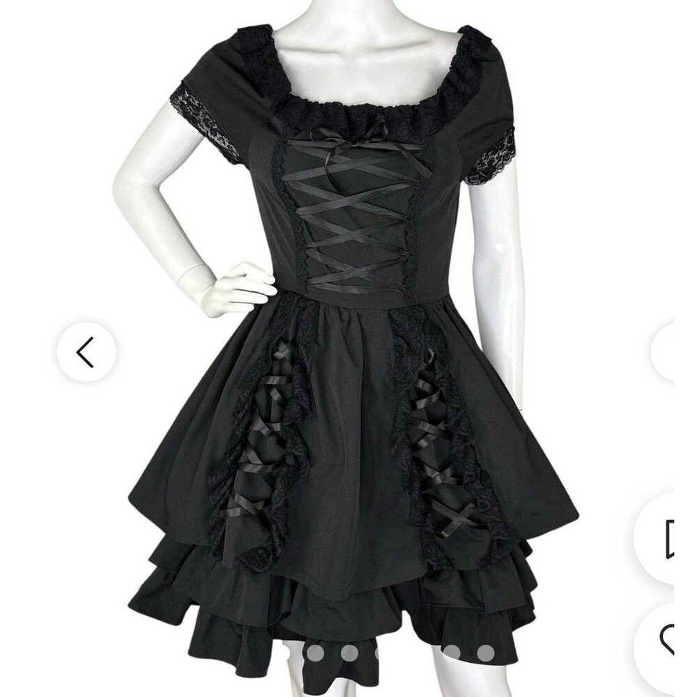 Death Note Lolita Dress cosplay/ Halloween Gothic black fabric bow tie  sz L NEW